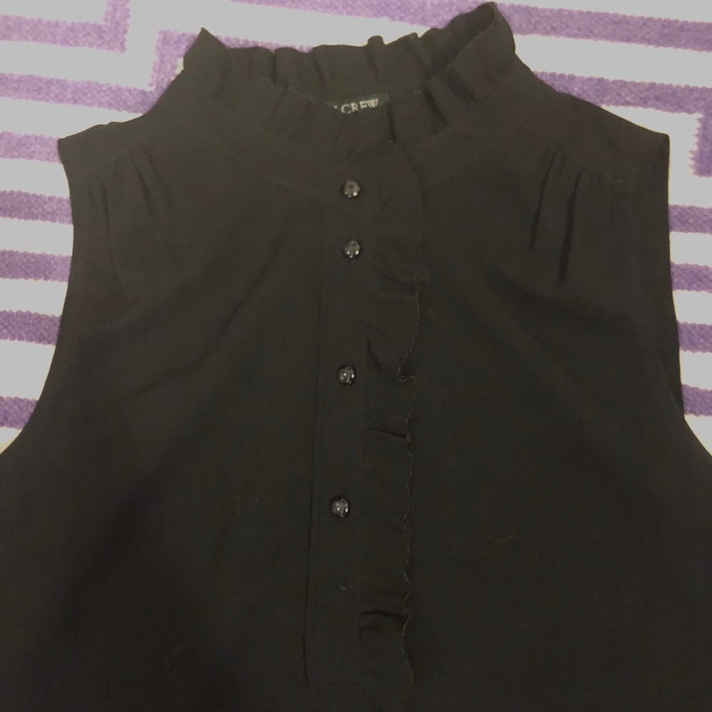 JCrew Black Ruffles Top